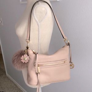 MICHAEL Michael Kors Rhea Zip Top Medium Sz Convertible Shoulder Bag Blush Pink